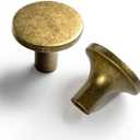Goo-Ki Antique Brass Cabinet Knobs,1.3 Inch(32mm) Retro Brass Knobs for Dresser,Wardrobe,Cupboard,Vintage Zinc Alloy Kitchen Hardware,6 Pack