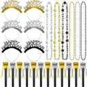 Openfly 36Pcs New Years Eve Party Supplies 2026 Happy New Year Hats Headband Tiara Noise Makers Paper Glasses Party Favors