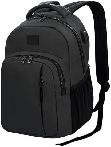 WOLT Laptop Backpack for Men Women for 15.6 Inch and 17 Inch Notebook, Travel Backpack Carry On Flight Approved with Computer Compartment, College Bookbag with USB Charging Port (Black)