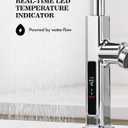Lefton Pull-Out Waterfall Kitchen Faucet with Temperature Display, Two Water Outlet Modes, Single Hole, Chrome, KF2209-1
