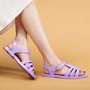 Toddler Sandals Jelly Shoes Girls Unisex Boy Flat Retro Slides Clear Kids Water Slippers Slingback Summer Beach Size 8 Adjustable Buckle Glitter Dress Soft (10 Women/9 Men, Adult Purple)