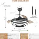 TXCSLY Retractable Ceiling Fan, 42 Inch Chandelier Ceiling Fans with Light, Modern Fandelier Ceiling Fan for Bedroom Living Room Dinning Room, Reverse Motor, 3 Color Temperature, 6 Wind Speed-Black