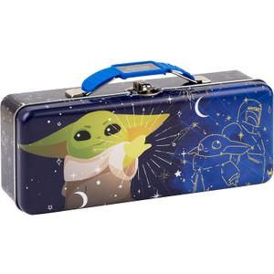 The Tin Box Company Baby Yoda, Grogu, Box with Handle Clasp & Hinge, Locking with Clasp Pencil Box, Star Wars and Mandalorian