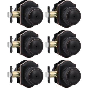 goldenwarm Oil Rubbed Bronze Door Knobs Interior, Privacy Door Knob for Bedroom & Bathroom, Oil Rubbed Bronze Interior Door Knobs with Arched Plate 6 Pack