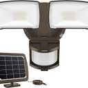 LEPOWER Solar Security Lights Outdoor, 1000LM Solar Motion Sensor Light Outdoor, 2 Head Solar Powered Flood Lights, 5500K, IP65 Waterproof Flood Lights for Backyard(Brown)