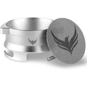 54mm Dosing Funnel Espresso Puck Screen Set KNODOS Grinder Trigger Portafilter Funnel and Filter Compatible with Breville 54mm Portafilters (Silver)