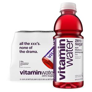 vitaminwater XXX Acai-Blueberry-Pomegranate Zero Sugar, Flavored Water Beverage, 20 fl oz Bottles, 12 Pack, Best By: 01 Jun 2026