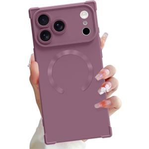 OOK Magnetic Case for iPhone 17 Pro 6.3 Inch [Wireless Charging Compatible] Soft TPU Solid Phone Cover Anti-Scratch Shockproof Protection Slim Case for Women Men - Rose Purple
