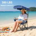FAIR WIND 2 Pack Portable Canopy Camping Chair 380 LBS Capacity Heavy Duty Oversized Folding Lawn Chair with Sunshade for Beach, Fishing, Sports & Outdoors