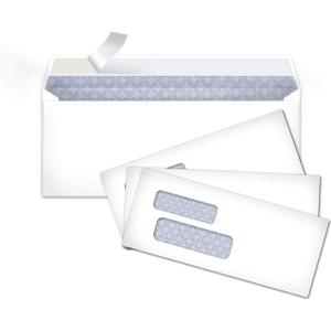 Security Tinted Double Window Envelopes For Invoices and Documents, Self-Seal, 3-7/8" x 8-7/8", White, 500-Pack