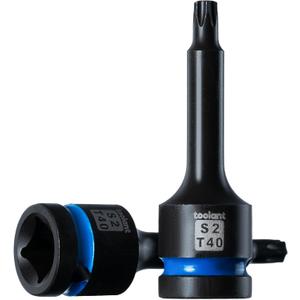 toolant Torx T40 Impact Bit Socket Set 2pcs,1/2" S2 Steel Air Drive Star Sockets, Long High Impact Bits,Professional Mechanic & Automotive Repair Socket Set