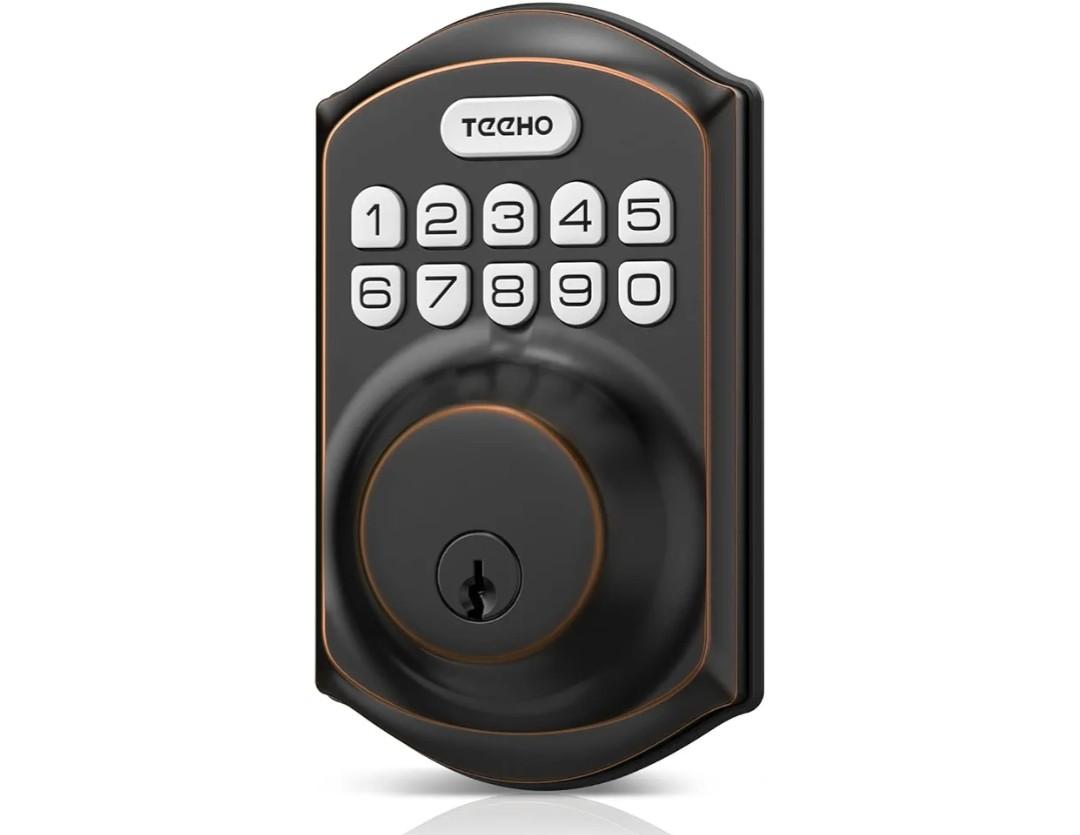 TEEHO TE001 Keyless Entry Door Lock with Keypad - Smart Deadbolt Lock for Front Door with 2 Keys - Auto Lock - Easy Installation - Oil-Rubbed Bronze