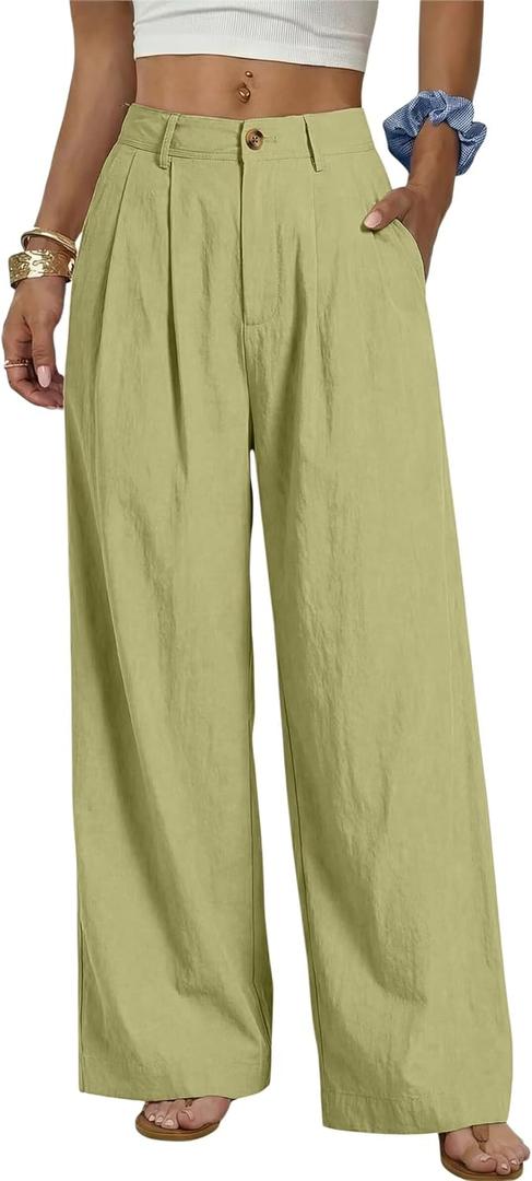 Allimy Women's Summer Ultra Lightweight Wide Leg Thin Tencel Cotton Work Dress Pants Dressy Casual 2026