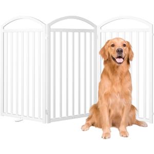 SNUOWU 3 Panles Full Matel Freestanding Dog Gates, 72" Extra Wide 36" Tall Free Standing Dog Pet Gate for Indoor & Outdoor. Foldable Pet Fences for Doorways, House, Stairs, Porch, Deck, Yard, 3 Panels72"W*36H"