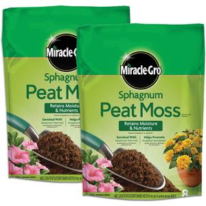 Miracle-Gro Sphagnum Peat Moss - Enriched with Plant Food, Add to Potting Mix and Native Soil, 8 qt. (2-Pack)