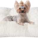 EHEYCIGA Fluffy Dog Crate Bed for Small Dogs, Plush Faux Fur Crate Pad, Calming Anti Anxiety Small Dog Bed, Washable Soft Warm Mat with Non-Slip Bottom, Beige (23.6 x 17.5)