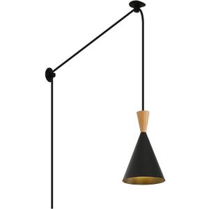 COSYLUX Modern Industrial Plug in Pendant Light Fixture for Living Room, Bedroom, Dining Room, Kitchen Island, Adjustable Multi-Purpose Hanging Wall Lamp, Black (Without Bulbs)