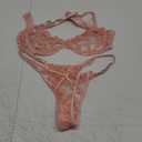 Lilosy Sexy Underwire Cute Push Up Strappy Embroidered Mesh Sheer Lingerie Set See Through Panty Bra (Medium, Pink)