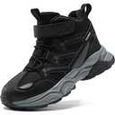 JMFCHI Kids Hiking Boots Boys Girls Outdoor Walking Climbing Sneaker Comfortable Non-slip Snow Shoes Hiker Boot Antiskid Steel Buckle Sole (13 Little Kid, 8196k-black)