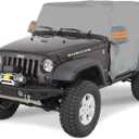 Big Ant Wrangler Cab Cover for 1987-2023 Je-ep Wrangler JK JKU JL JLU 2 Door, Half Car Cover Waterproof Oxford with Reflective Strip,Sun Snowproof Cab Car Cover Gray