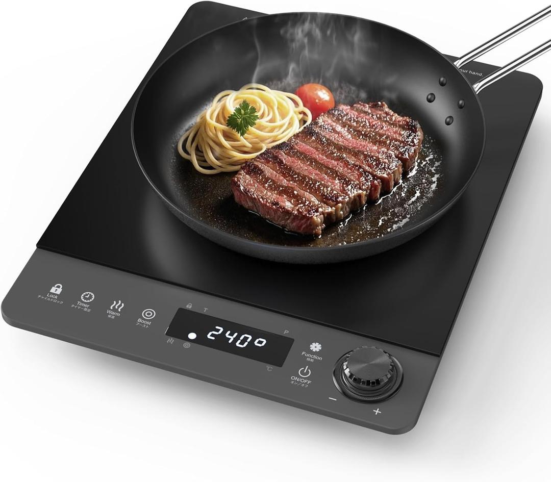 Induction Cooktop,Zopehan Single Portable Induction Cooker Countertop Burner For Cooking,8 Power Levels&8 Temp Setting,3-Hour Timer Child Safety Lock