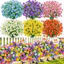 Der Rose 24 Bundles Artificial Pansy Flowers for Outdoors, UV Resistant 6 Assorted Colors Fake Pansies Faux Flowers Buk for Outdoor Planters Window Boxes Flower Beds Garden Decor