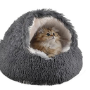 Cat Bed Round Fluffy Hooded Cat Bed Cave, AntiAnxiety Cave Bed with Hooded Blanket, Cozy Cuddler Luxury Puppy Pet Bed, AntiSlip Bottom and Machine Washable