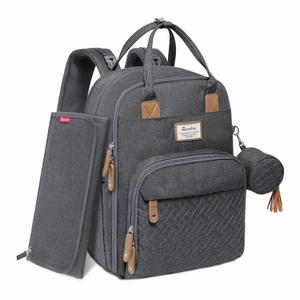 RUVALINO Diaper Bag Backpack, Multifunction Travel Pack Maternity Baby Changing Bags, Large Capacity, Waterproof, Dark Gray | Multifunction, Travel Pack, Maternity, Baby Changing Bags, Waterproof