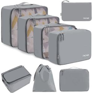 BAGAIL Set of 8 Packing Cubes Luggage Packing Organizers for Travel Accessories-Pewter Color