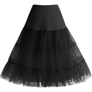 Bbonlinedress Women's 50s Petticoat Skirt Vintage Tutu Crinoline Underskirt 25" (Medium, Black)
