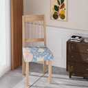 Stretch Dining Chair Seat Covers Set of 4,Dining Chair Slipcovers, Floral Printed Chair Covers,Soft Fabric Washable Upholstered Chair Seat Protector, No Rear Covers for Home Kitchen Dining Room (Folk Floral Pattern)