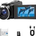 Camcorder Video Camera, Digital Camera 1080P 18X Digital Zoom Cam Corder with Fill Light, 3" 270 Rotatable Screen Webcam Anti-Shake 48MP Vlogging Camera for YouTube with 32GB Card & Battery