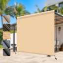 LOVE STORY 230GSM Outdoor Roller Shade for Patio, 8' W x 6' H Wheat | HDPE Fabric, Cordless, 95% UV Block, Exterior Roll Up Blinds, For Porch Gazebo Pergola, Privacy Protective, Easy Installation