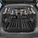 Inflatable SUV Air Mattress: Double-Sided Flocking Car Mattresses for Back SUV, Travel Camping SUV Sleeping Bed Mattress with Air Pump 2 Pillows (Black)