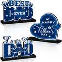 3pcs Fathers Day Decorations Table Centerpiece Happy Fathers Day Decorations Wooden Table Sign Best Dad Ever I Love Dad Wood Tiered Tray Decor for Father's Day Party Supplies