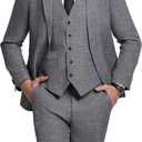 Men Suits Lightweight 3 Piece Slim Fit 2 Button Blazer Vest Pants Suit Sets Casual Men Wedding Suits Prom Tuxedo (Dark Grey, XL)