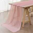 2 Pack 9ft Chiffon Table Runner 14x108 Inch Sheer Romantic Table Runner for Wedding Birthday Party Bridal Shower Outdoor Decoration-Light Pink