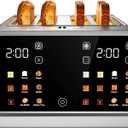4 Slice Toaster Wide Slot Dual Digital TouchScreen & Independent Control Panel | Single-Slot Tech Timer/Reheat/Defrost for Bagels Bread | 1800W Stainless Steel 6 Toast Types & Shade Settings