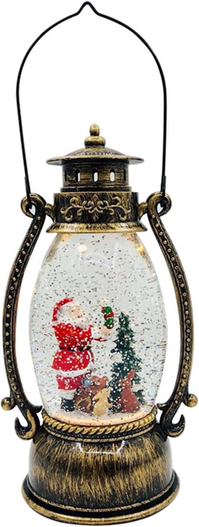 NIBHZ Christmas Lantern Spinning Glitter Water Snow Globe Lanterns Santa Scene Water Globe