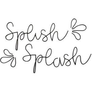 Qmetalart Splish Splash Bathroom Decor Wall Art Black Metal Wire Words Funny Signs Housewarming Wedding Gift Ideas