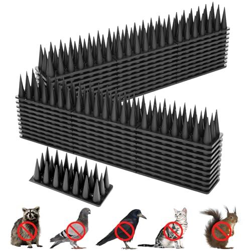 Aqjbh Bird Spikes, 20 Pack Squirrel Raccoon Pigeon Cat Animal Deterrent Spikes Anti-Climb for Outside Anti Animal Defender Spikes Outdoor to Keep Birds Away Black