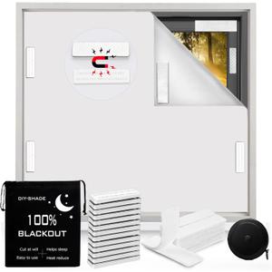 100% Blackout Curtains for Bedroom,Magnetic Blackout Blind Window Shades Black Out Window Cover for Living Room,Cut to Any Size/Shape (White,118"x57")