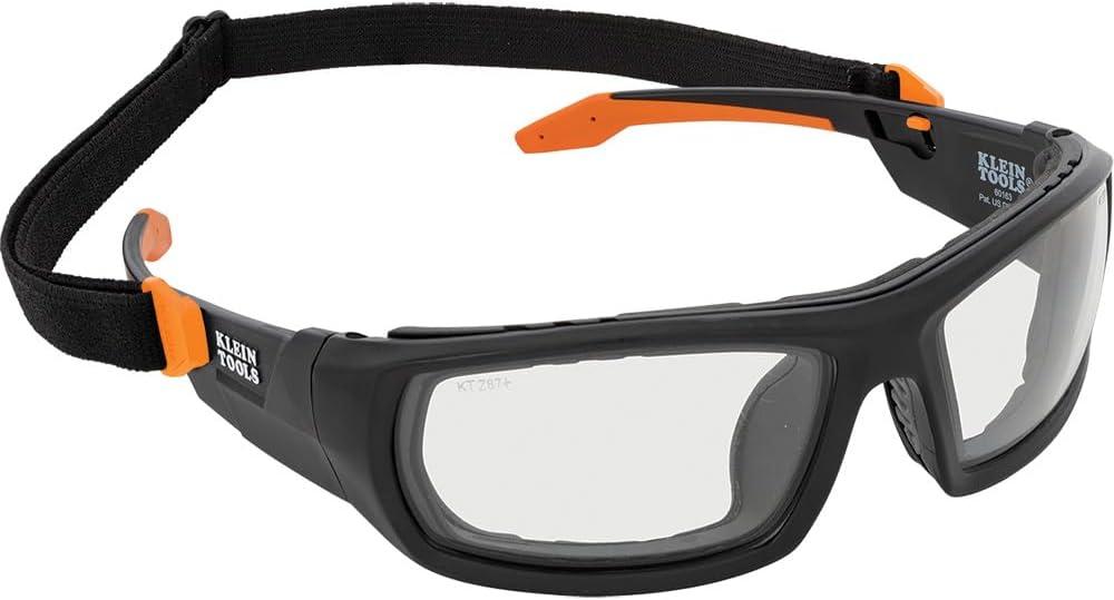 Klein Tools 60470 Safety Glasses, ANSI Z87.1+ Pro Full Frame Gasket Safety Glasses, Clear Lenses, UV Protection, Anti-Fog, Scratch Resistant