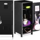 Vercraft 2 Pcs Mini Metal Locker Storage with Lock and 2 Keys 10.8 Inch Small Money Security and Cash Safe Box for Jewelry Back to School Home Office Desktop Container(Black)