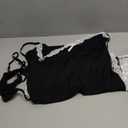 Sexy Split Side Floral Lace Trim Full Slip Night Gown Babydoll Lingerie Dress with Thong 2 piece (XX-Large, Black White)