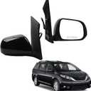 Dasbecan Passenger Side Mirror Compatible With 2013-2017 Toyota Sienna with Blind Spot Light, Heated Glass, Manual Folding Replace# 87910-08113 Black, 6H6P