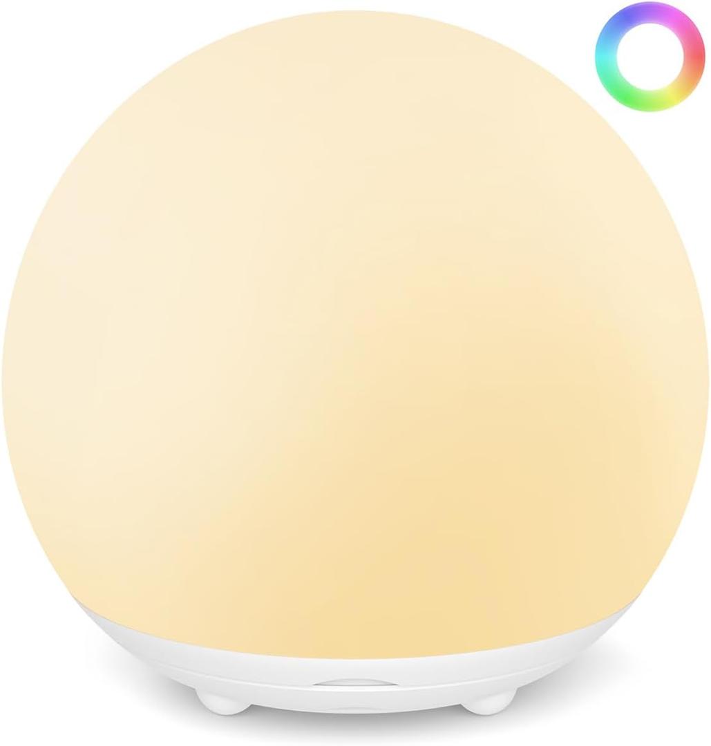 Egg Light for Nursery,2600mAh Battery with 150-Hour Runtime,3000K Warm Light&RGB 16 Colors,Stepless Dimming,Reading,Kids' Bedroom&Party Ambiance Decor,Travel&Gifts (White)