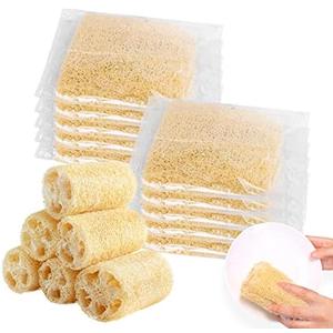 Natural Loofah Sponges Individually Wrapped, Non Scratch Organic Luffa Sponge, Odor-Free Biodegradable Dishwashing Sponge Natural for Kitchen Cleaning and Shower Scrubbing(8Pack)
