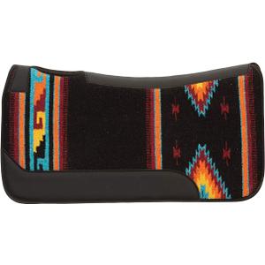 Weaver Equine 23" x 24" Pony Size Single Weave Wool Blend Horse Saddle Pad, Contoured Western Saddle Pad for Shock Absorption, Black/Orange/Navy