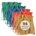 Kitchentoolz 96 Pack Moving Bands & Moving Blankets – Heavy-Duty Rubber Mover Bands in 4 Sizes – 24 Each of 25", 30", 36", 42" – Secures Furniture, Drawers, Supplies